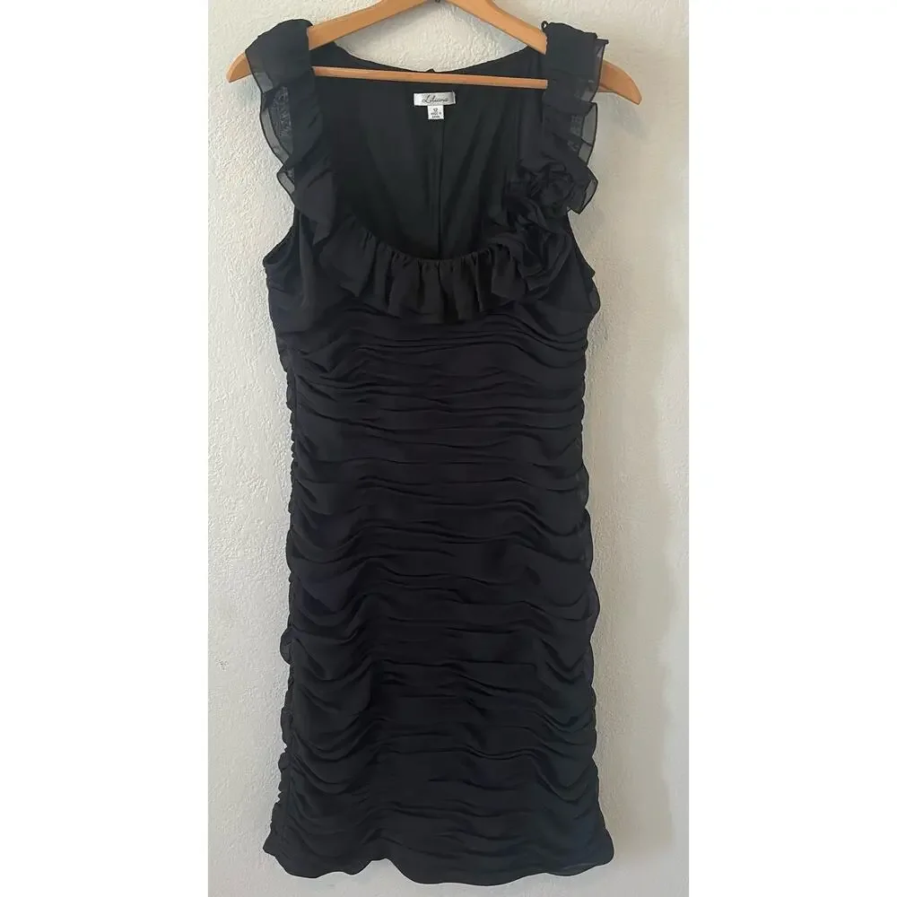 Women's‎ Liliana Solid Black Ruffled Chiffon Sleeveless Bodycon Dress Size 12